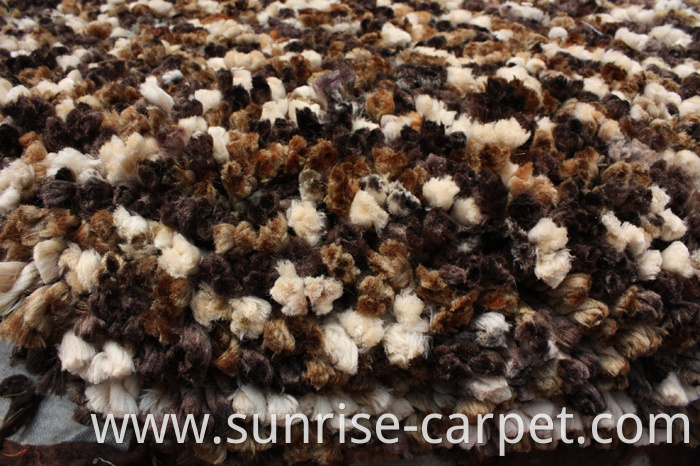 Polyester Shaggy Rug with Space Dyed yarn Brown